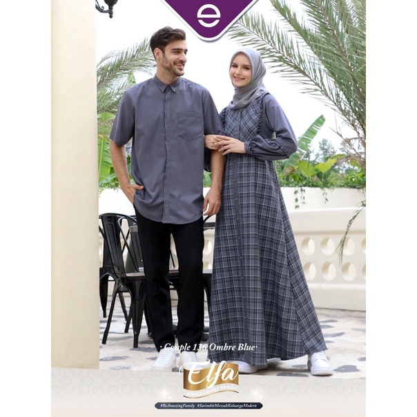 [COD] Terbaru Gamis Couple 2022 ETHICA COUPLE 136 OMBRE BLUE ORIGINAL || Linen Valdena || Best Selle