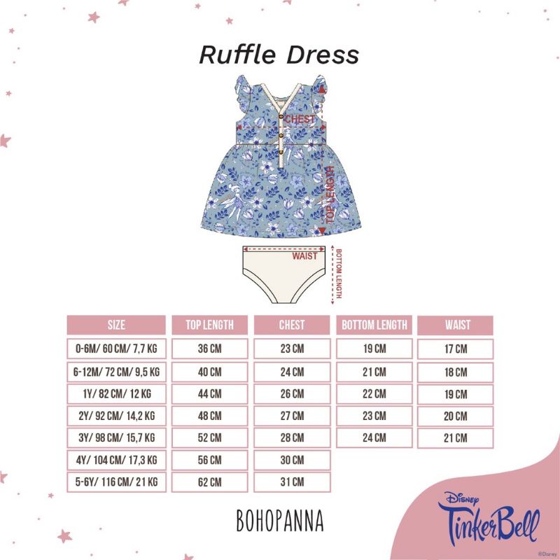 Bohopanna Ruffle Dress Print - Boho Baby Panna tinkerbell