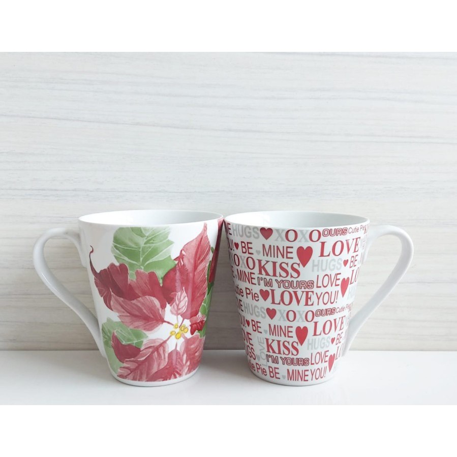 mug keramik motif bunga/love/gelas keramik/mug coffe