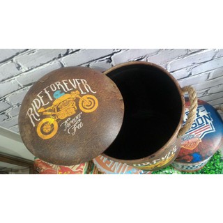 Kursi Tong Bahan Kaleng Metal Lapis Kulit Oscar Print Ride Kursi Tong Bahan Kaleng Metal Lapis Kulit Oscar Print Ride