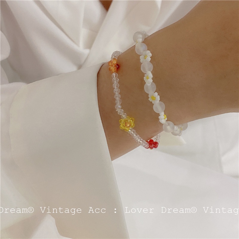 Korea Vintage Color Flower Bracelet Rainbow Crystal Daisy Bracelet