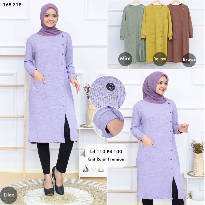 Tory Tunik - Tunik Kaos Knit Rajut LD100+ / Kantong depan / R.28 - 271