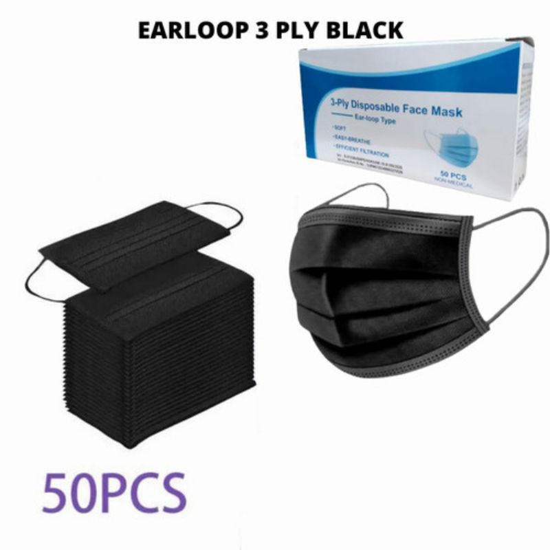 masker medis / masker earloop / masker medis hitam