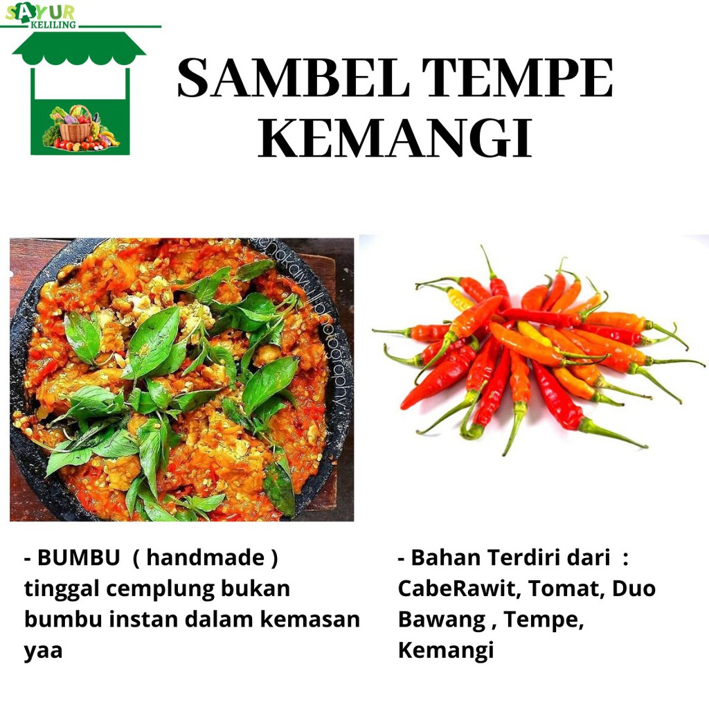 

SAYUR SIAP MASAK / SAMBEL TEMPE KEMANGI / PAKET LENGKAP SIAP MASAK ( SUDAH TERMASUK BUMBU HOMEMADE )