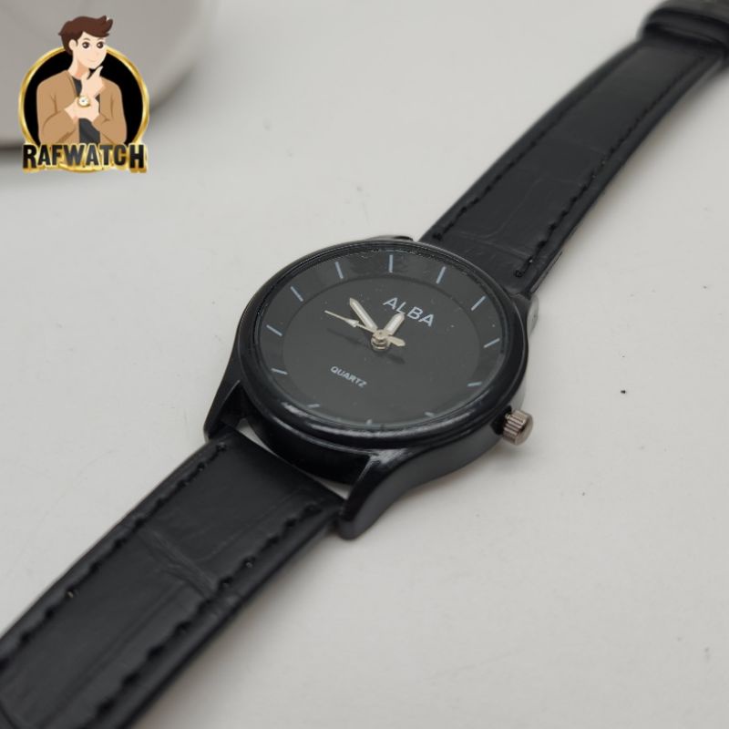 Jam Tangan Wanita Alba Rantai Casual Hitam Putih