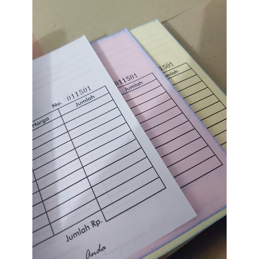 

Custom Surat Jalan/ Tanda Terima/ Invoice/ Form Kertas NCR 3 ply ukuran F4 (Putih, Merah & Kuning)