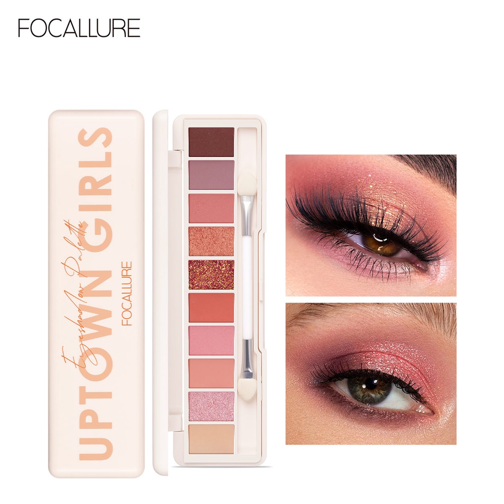 [ORI BPOM] FOCALLURE 10 Warna Glitter Eyeshadow palette - kosmetik Mata | FA158