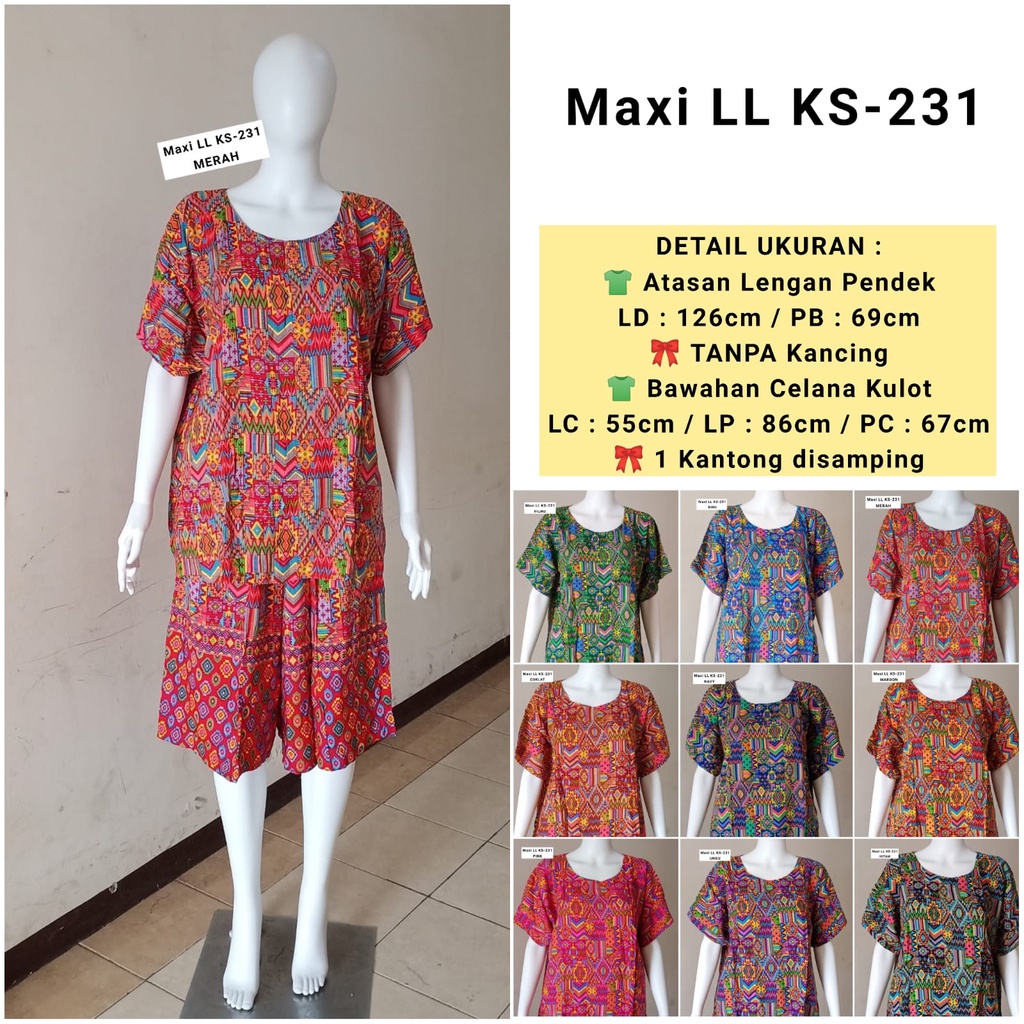 AS Setelan Kulot Batik Kudamas LD 120cm - 134cm Maxi LL