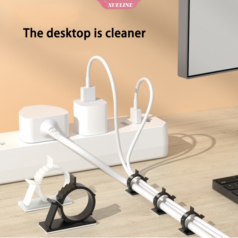 Klem Organizer Kabel Adjustable Dengan Perekat Untuk Mobil / PC / TV