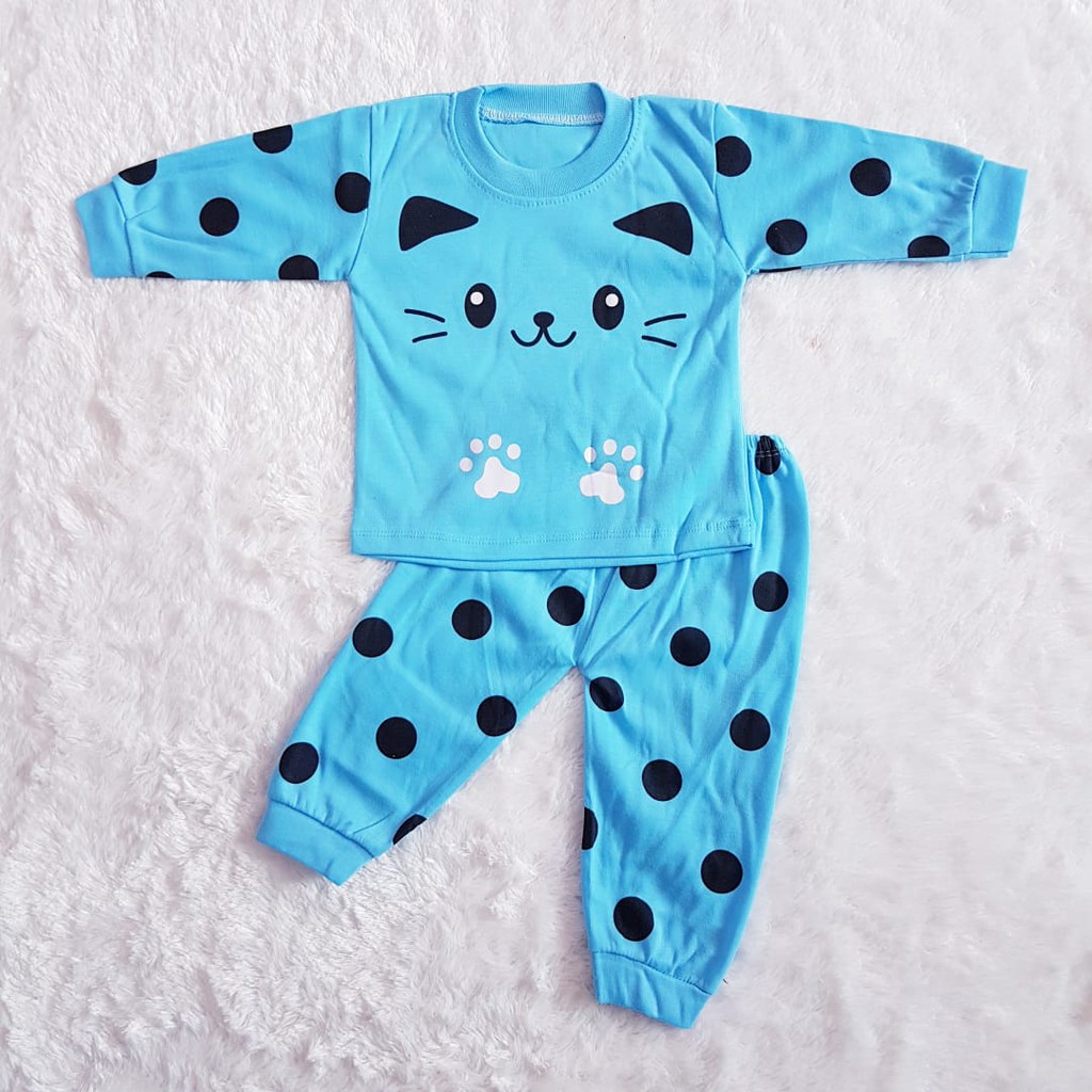 COD Bayar Ditempat Baju Baby / Baju Piyama Anak Motif Kucing / Setelan Anak / Baby Alicia