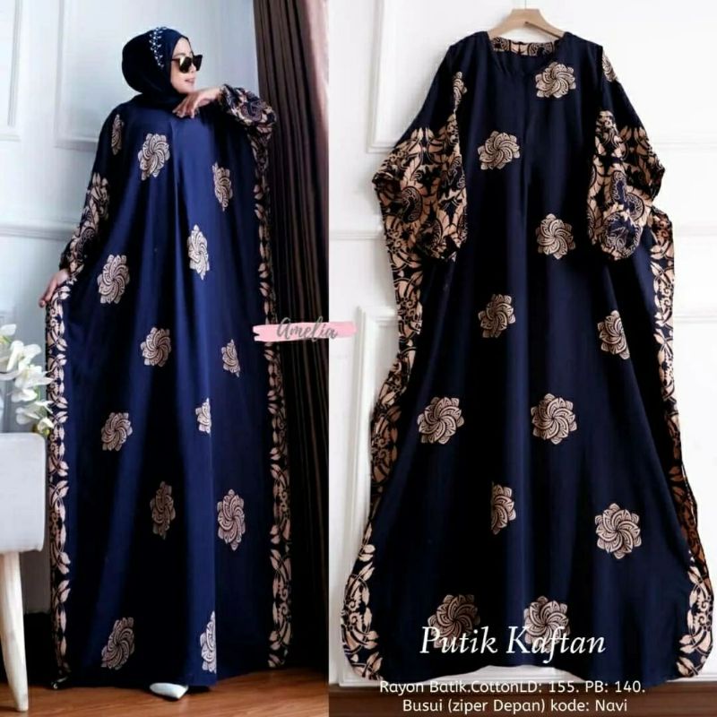 Putik Kaftan, KAFTAN RAYON JUMBO CANTIK FIT XXXL LD 160 BAHAN KATUN RAYON BATIK ZIPPER BUSUI TERMURAH OOTD