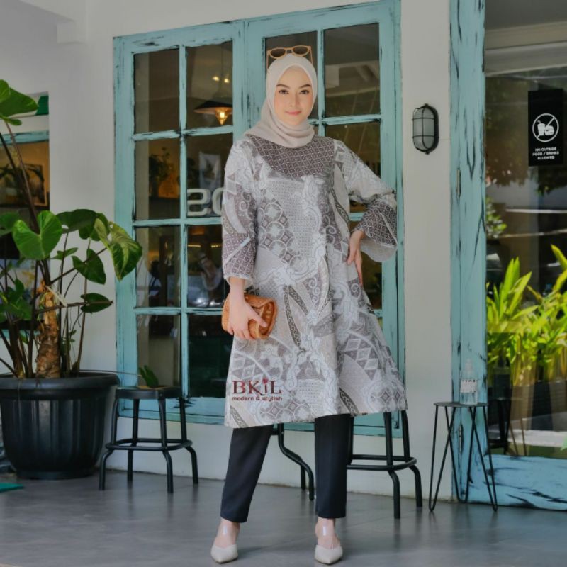 Atasan Batik Wanita Modern Dolby dolbi dobby dobi Batik Cassual Atasan Batik Wanita-Tunik milo