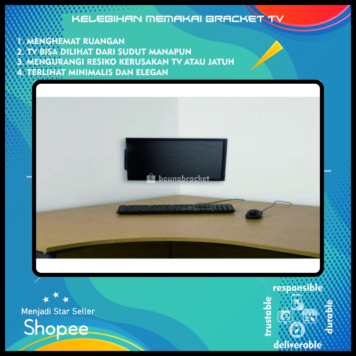 Bracket TV Monitor 24 21 26 17 14 Inch Dijamin Cocok 14 - 28 In 6 Arah Universal Breket TV Briket TV Braket TV Gantungan TV Tembok Tempelan TV Dinding BB1 SWK 1 Lengan