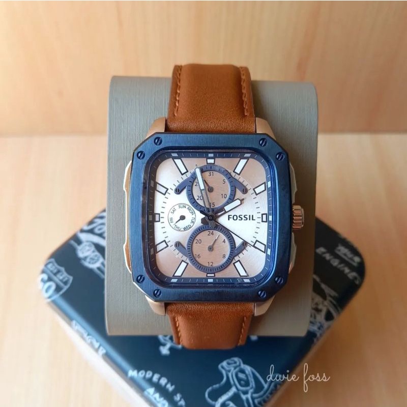 Jam F0ssl Inscription Brown Leather Watch BQ2658 Original