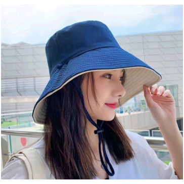 COD Topi Bucket WIDE Bolak Balik /topi pantai outdoor / Bucket Dua Warna Tali Panjang / Topi Wanita Trend 2022 Unisex