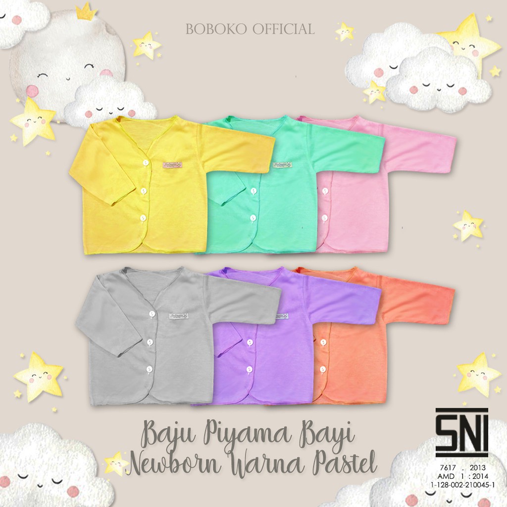 1 Pcs Baju Pendek Baju Panjang Baju Kutung Baju Bayi Kemeja Piyama Bayi SNI Newborn 0-4 Bulan / Baju Bayi Polos Warna Pastel