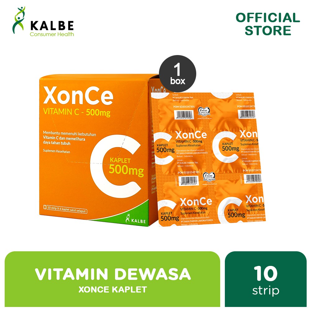 Xonce Kaplet Vitamin C 500mg - 1 Box isi 10 Strip @6 Kaplet