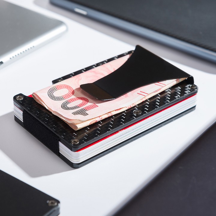 Slim Carbon Fiber Credit Card Holder RFID Blocking Metal Wallet Clip - Dompet Kartu Praktis Terbaik dan Tipis