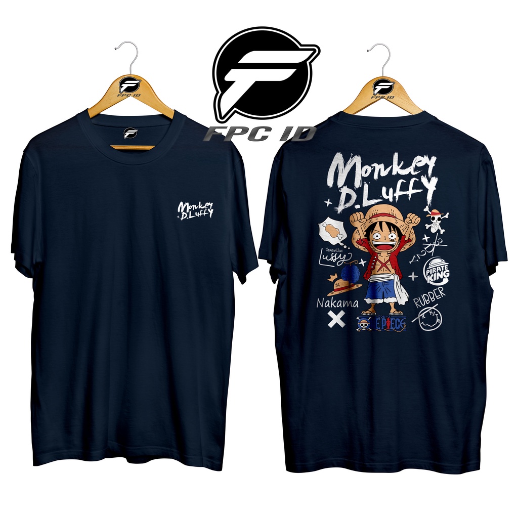 Kaos Anime One Piece Monkey D Luffy Cotton Combed 30s Premium-NAVY