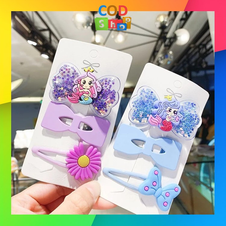 COD - F5394 Set Jepit Rambut Karakter Anak Gaya Korea 3 in 1 / Jepit Rambut Kartun / Aksesoris Jepitan Rambut Anak