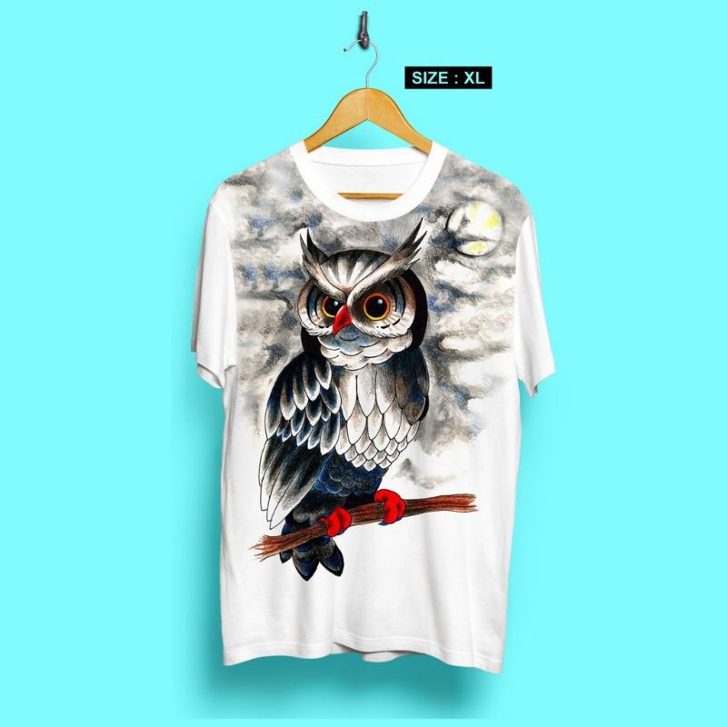 Fourfashion Kaos Pria  Kaos Distro XL OWL Printing White