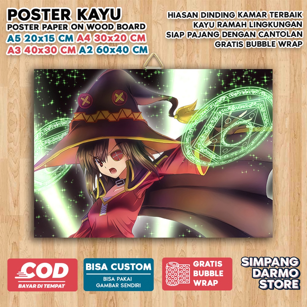 Jual Poster Kayu Konosuba Cute Aestehic Tema Anime Isekai Wibu Waifu