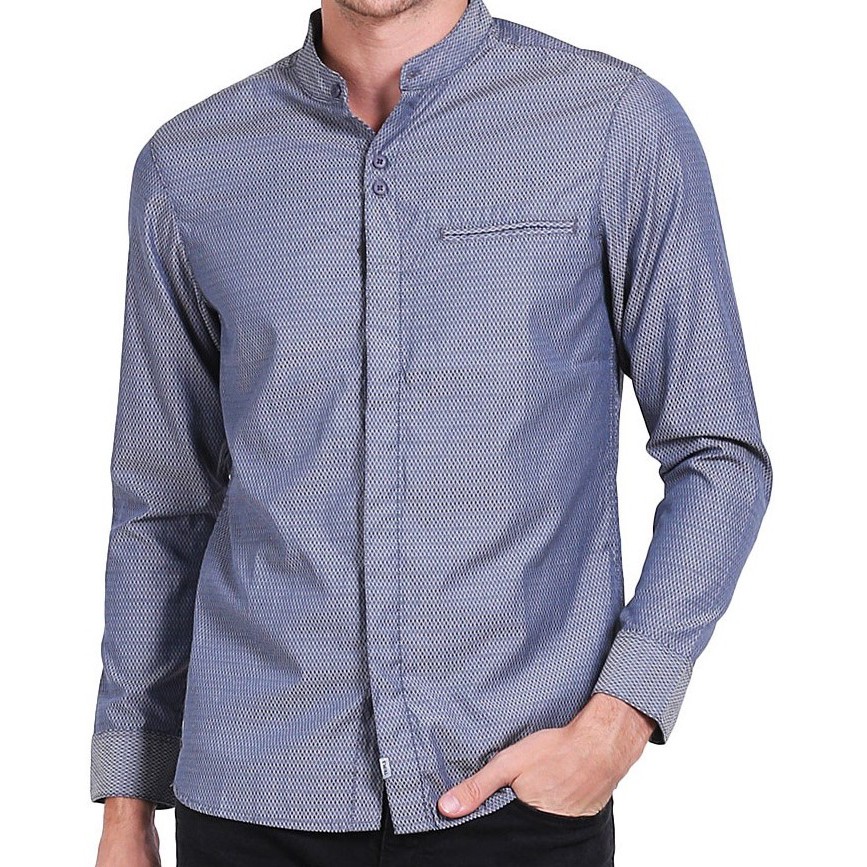 Kemeja Koko Triple Jeans Slim Fit Warna Abu-abu Ukuran L
