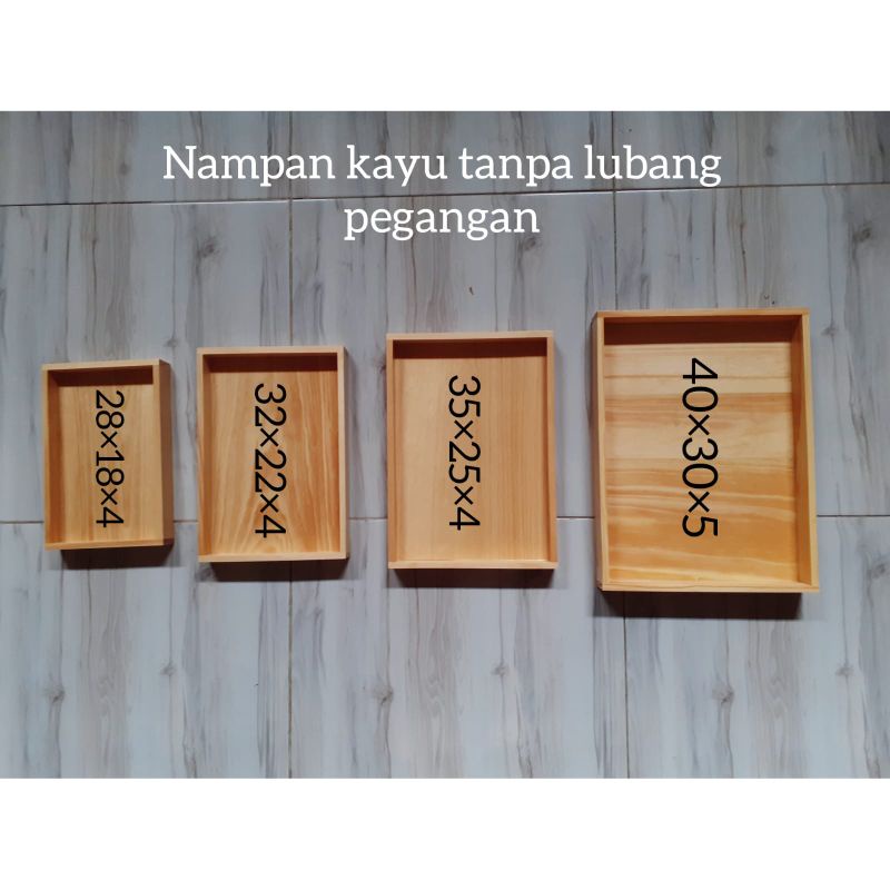 Baki Kayu / Nampan Kayu Pinus 32x22cm Tanpa Lubang