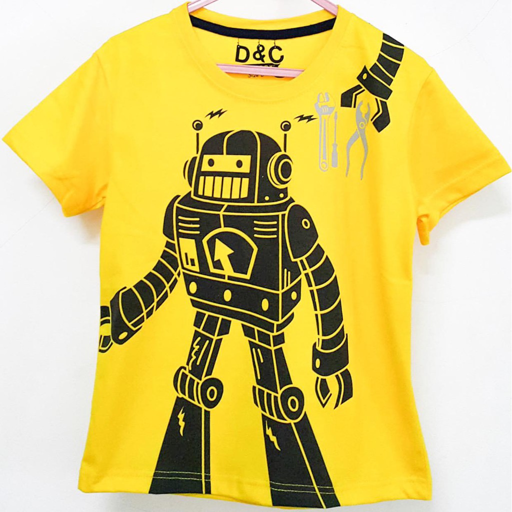  Baju  Kaos Anak  Karakter ROBOT  KUNING 1 10 tahun Kaos 