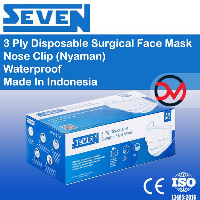 Seven Masker Medis 3ply 1box 50pcs - Hijau