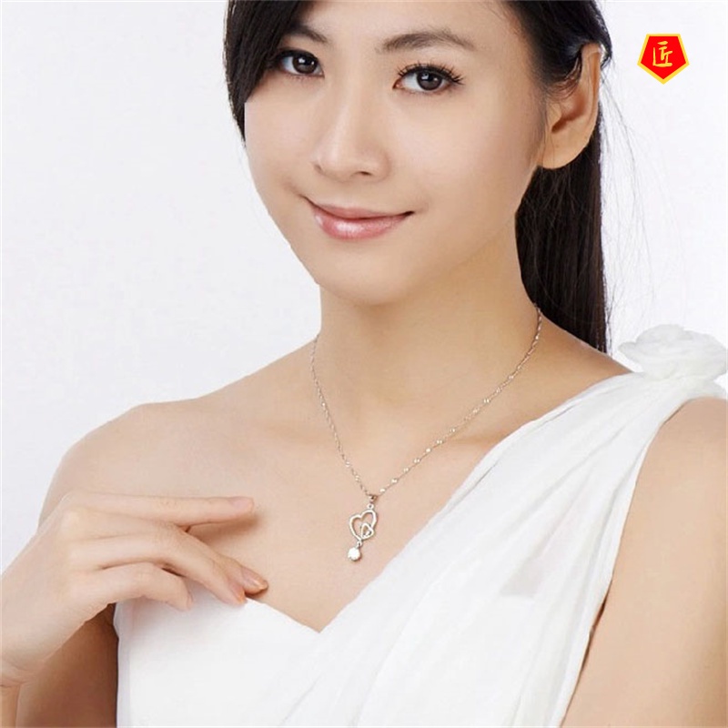 [Ready Stock]Women's Necklace Korean Fashion Silver Heart-Shaped Pendant