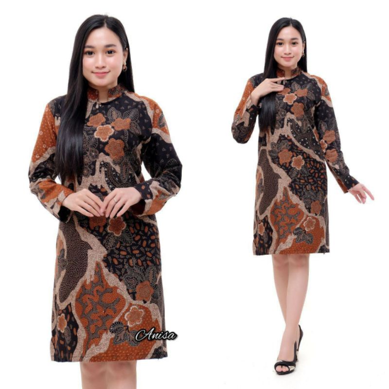 tey-17 Batik wanita ASJ SA HRB026 Kenongo Kemeja Tosca Pendek-tunik pulau