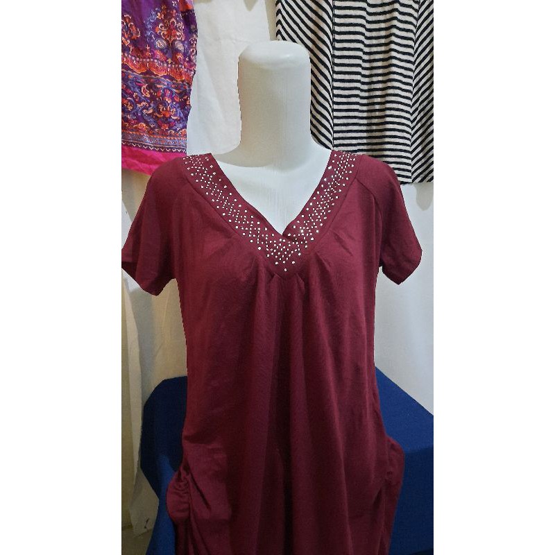 Dress Mini Import Korea Maroon
