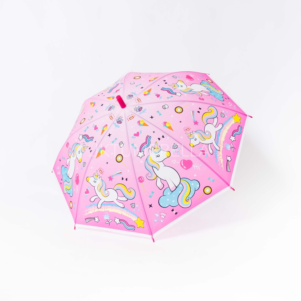 NEW Payung tongkat anak Motif unicorn transparan dof / lucu / GRC - K267 4U CLOTHING BISA COD