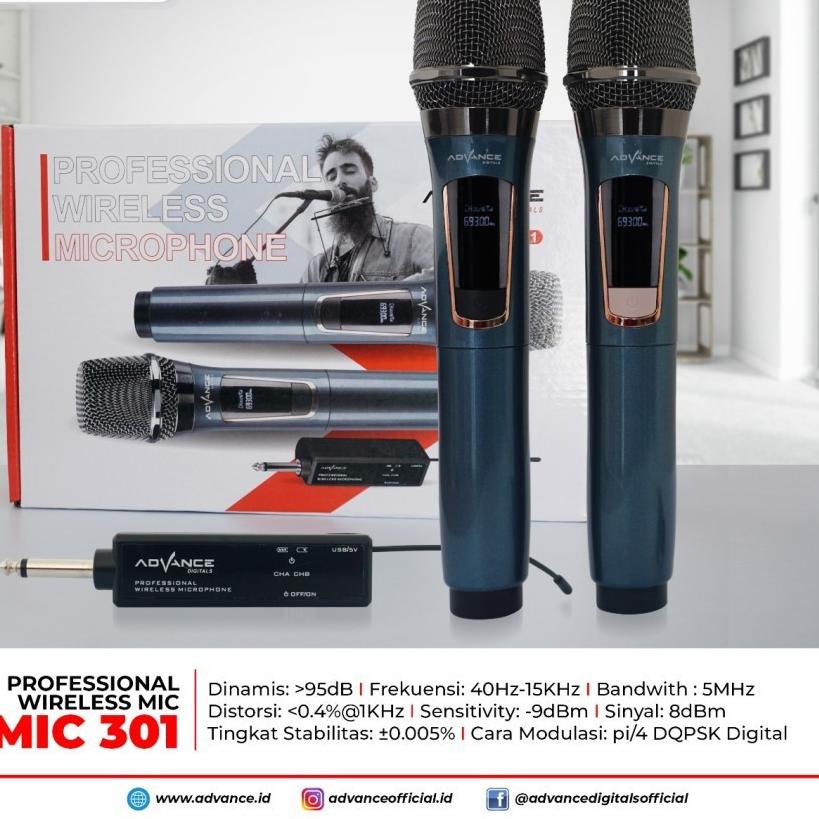 ℮ Mic Wireless Double Advance 301 Microphone Advance MIC 301 ♪
