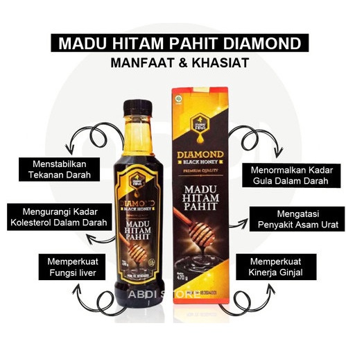 Madu Fira Diamond Madu Hitam Pahit Asli Plus Propolis Kualitas Premium 470gr