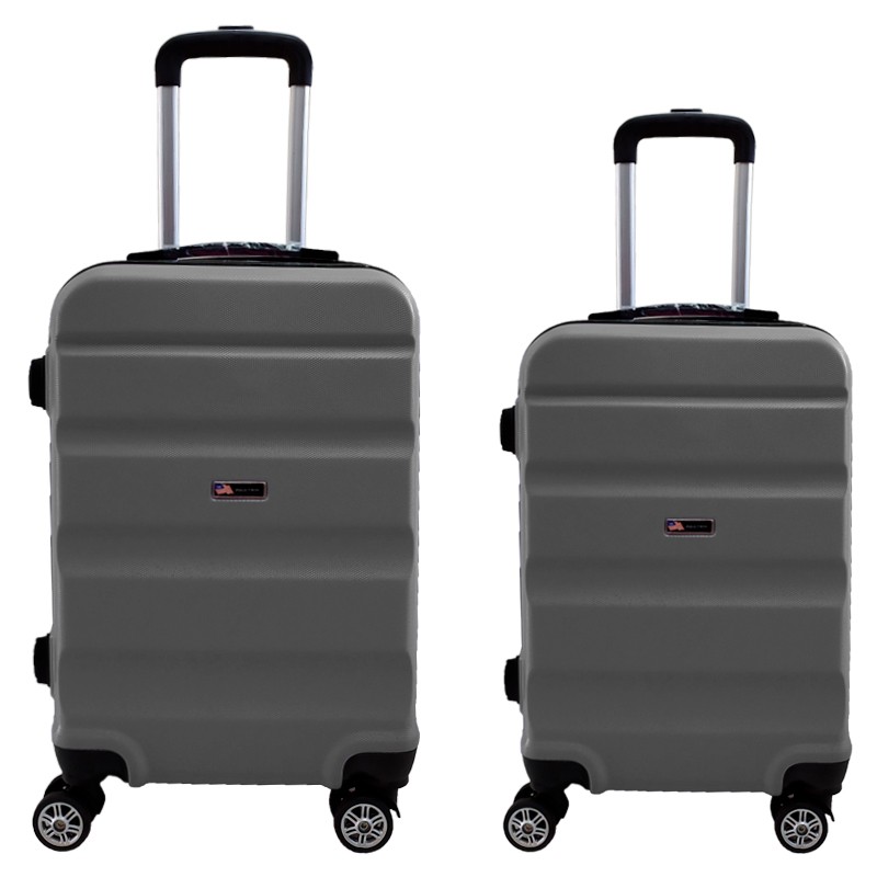 Paket Hemat 1 Set Koper 20 & 24 Inch Koper Polo Twin 10026-01 Dark Grey