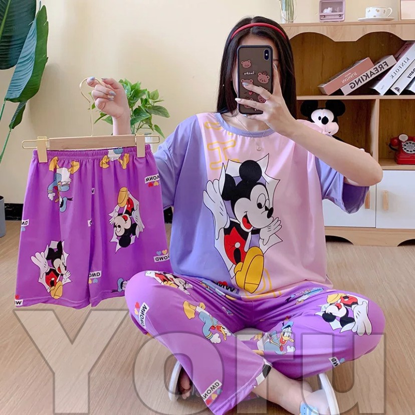 Pamelo.id Setelan Piyama 3in1/Baju tidur import/Piyama 3in1/Setelan 3in1/Baju tidur import