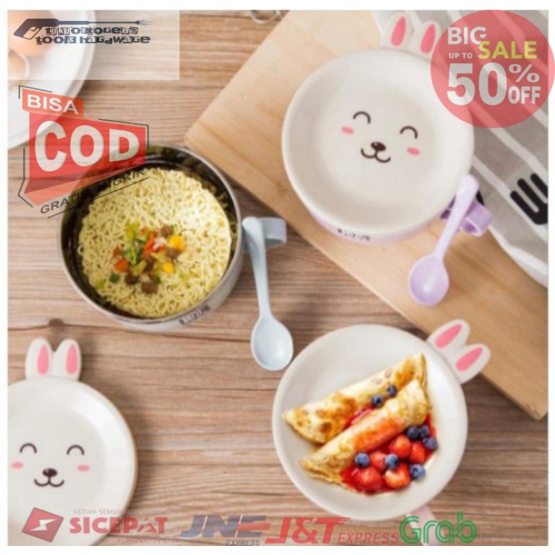 Mangkok Stainless 1 SET / Mangkok dengan Tutup Free sendok  / Fresh bowl