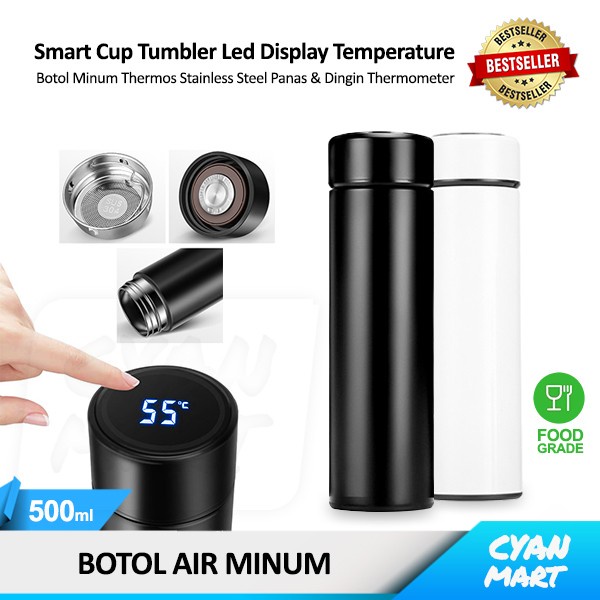Jual Botol Minum Termos Air Panas Dingin Smart Cup LED Thermos Thermometer CODE429