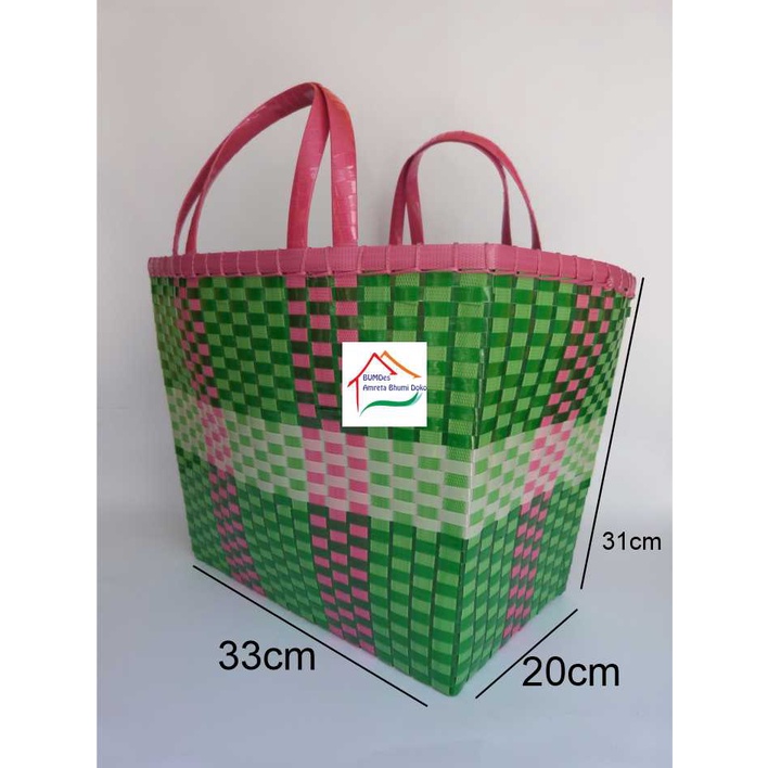 Jual Tas Belanja Anyaman Plastik Model Kotak Persegi Sedang Shopee Indonesia 3887