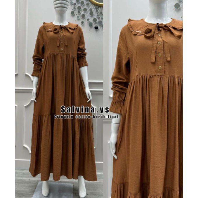 Salvina Dress Krah Tali Katun Crinkle