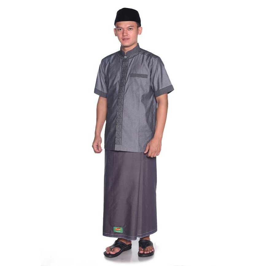 SARUNG ATLAS TIPE FAVORIT VARIAN WARNA ABU-ABU POLOS