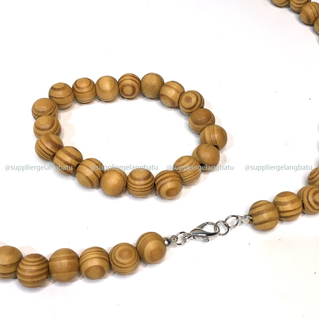 Set Gelang Kalung Kayu Kokkah/ Kauka/Koka/Kokka Asli Natural Mardjan Untuk Kesehatan Original Merica