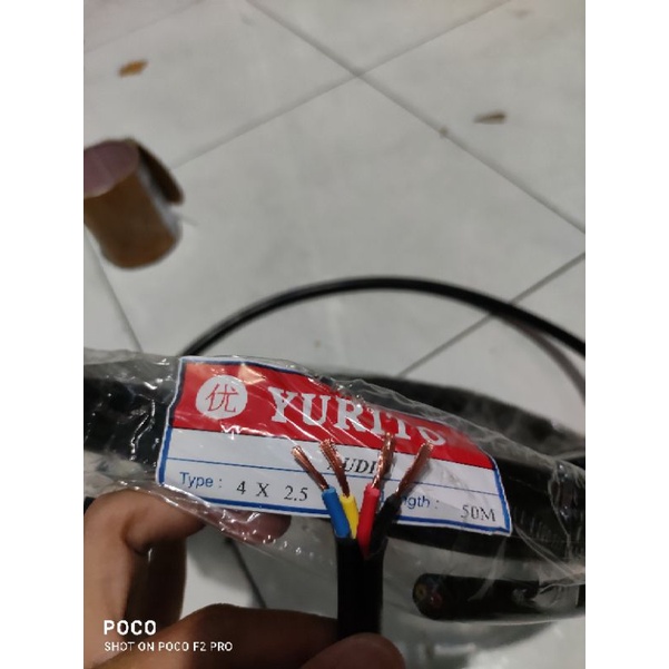 Kabel Speaker Audio NYYHY Yurito 4x2,5mm 4x2.5mm 4x2,5 4x2.5 mm Ecer Meteran 1 Meter Hitam Original