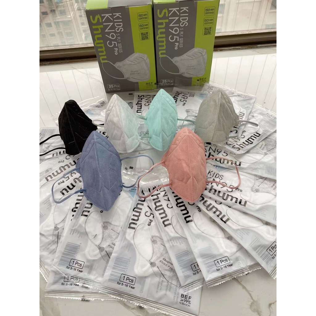 Apotik_Nugroho Shumu Masker Kn95Pro Kidis/Anak 5Ply 1Box Isi 25Pcs Duckbill Kn95