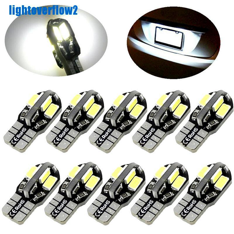 10pcs Lampu Wedge Samping Mobil Canbus T10 194 168 W5W 5730 8LED Smd Warna Putih