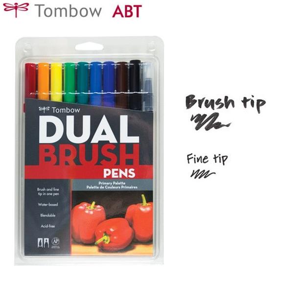 

(BISA COD) Tombow Dual Brush Pen ABT Primary Color Set 10 TERLENGKAP Kode 953