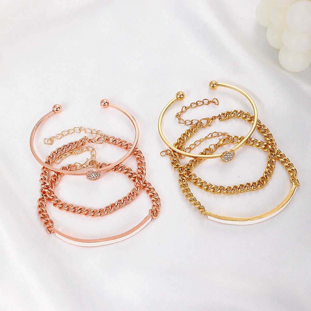 Hu Hu Hu Hu Hu Alat Bantu Pasang Kacamata♡ 3pcs / Set Gelang Tangan Alloy Adjustable Hias Cubic Zirconia Untuk Wanita