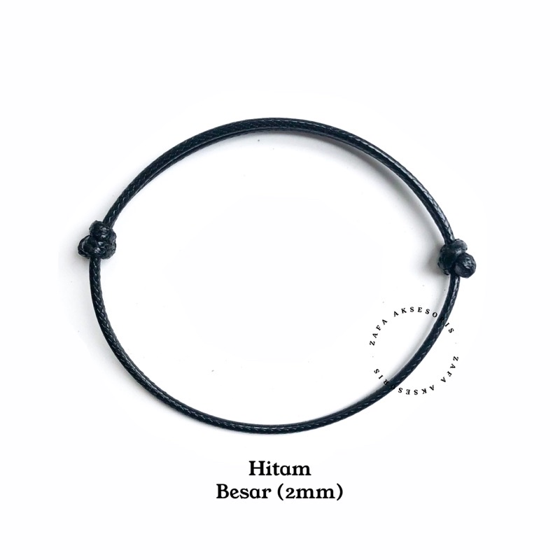 Zafa Gelang tali pria wanita hitam simpel tahan air elegant keren / gelang simple hitam - Simple